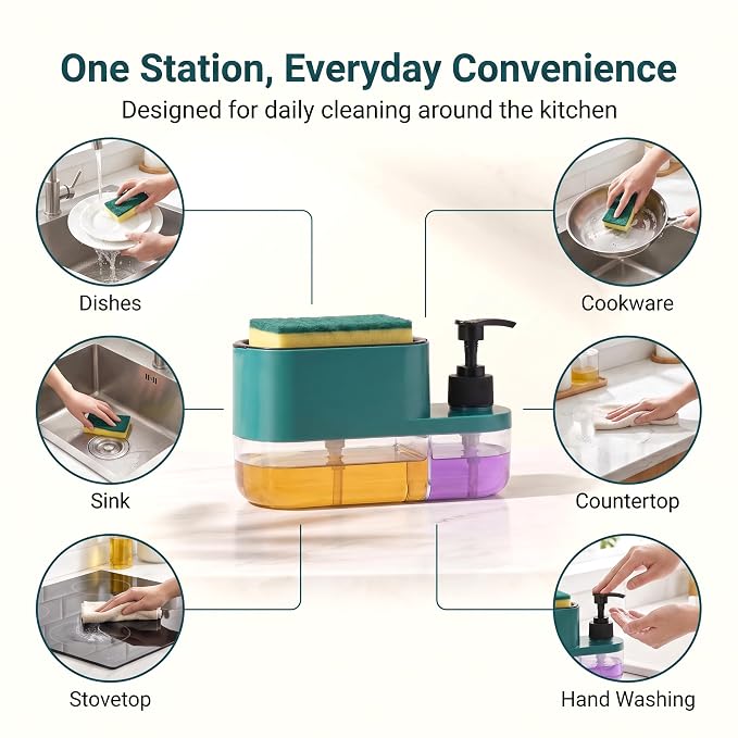 Multipurpose Liquid Soap Dispenser for Kitchen & Bathroom